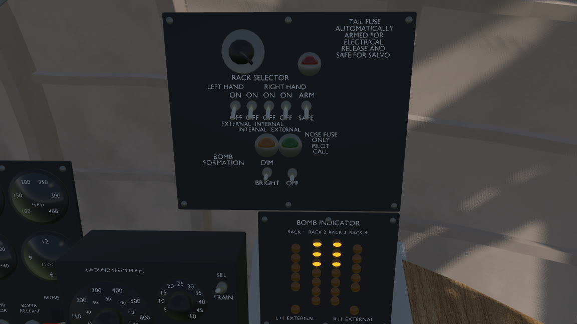 The bombardier's control panel